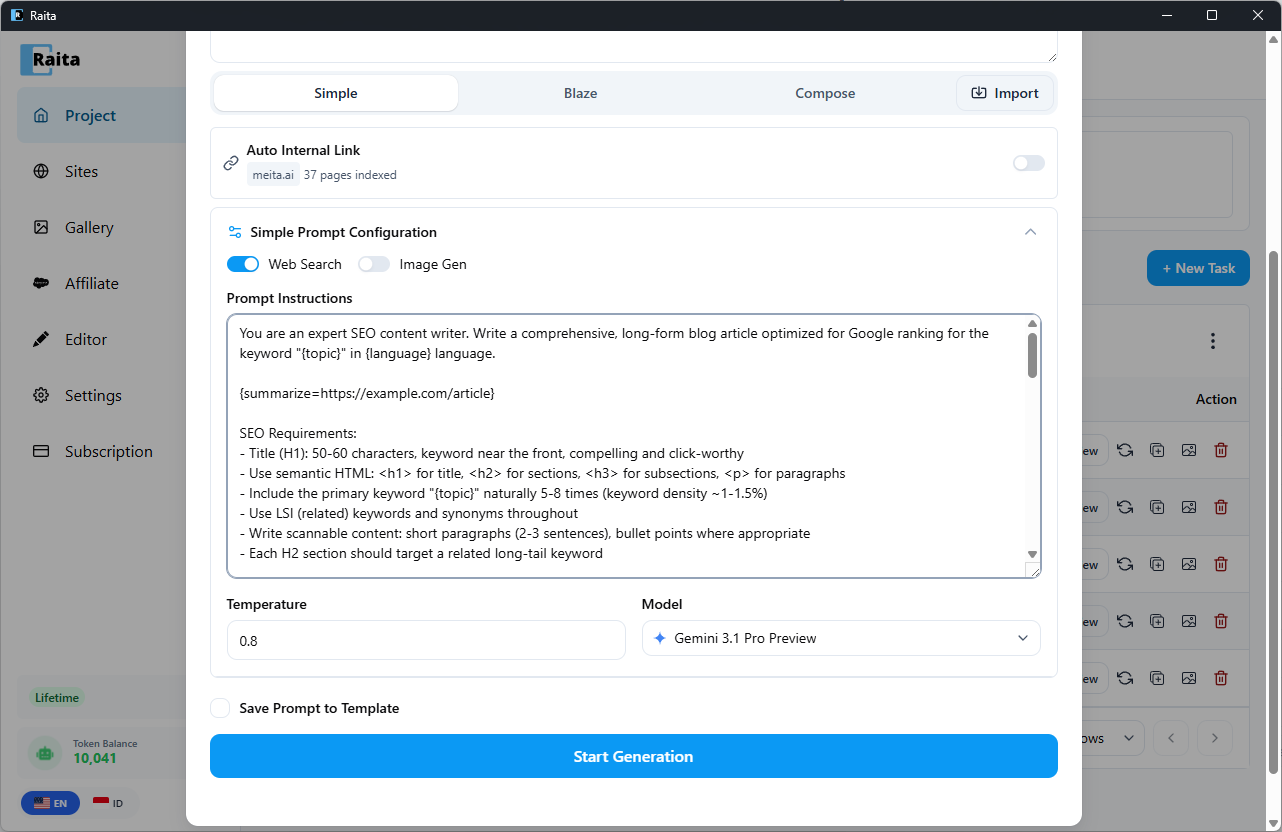 Editor prompt dengan summarize macro
